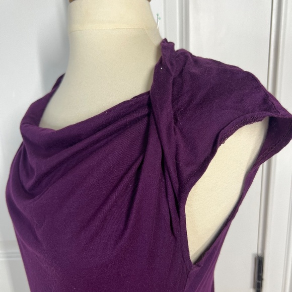 Ann Taylor, Size Large, Cowl neck, Cap Sleeve, Dark Purple - Picture 3 of 8